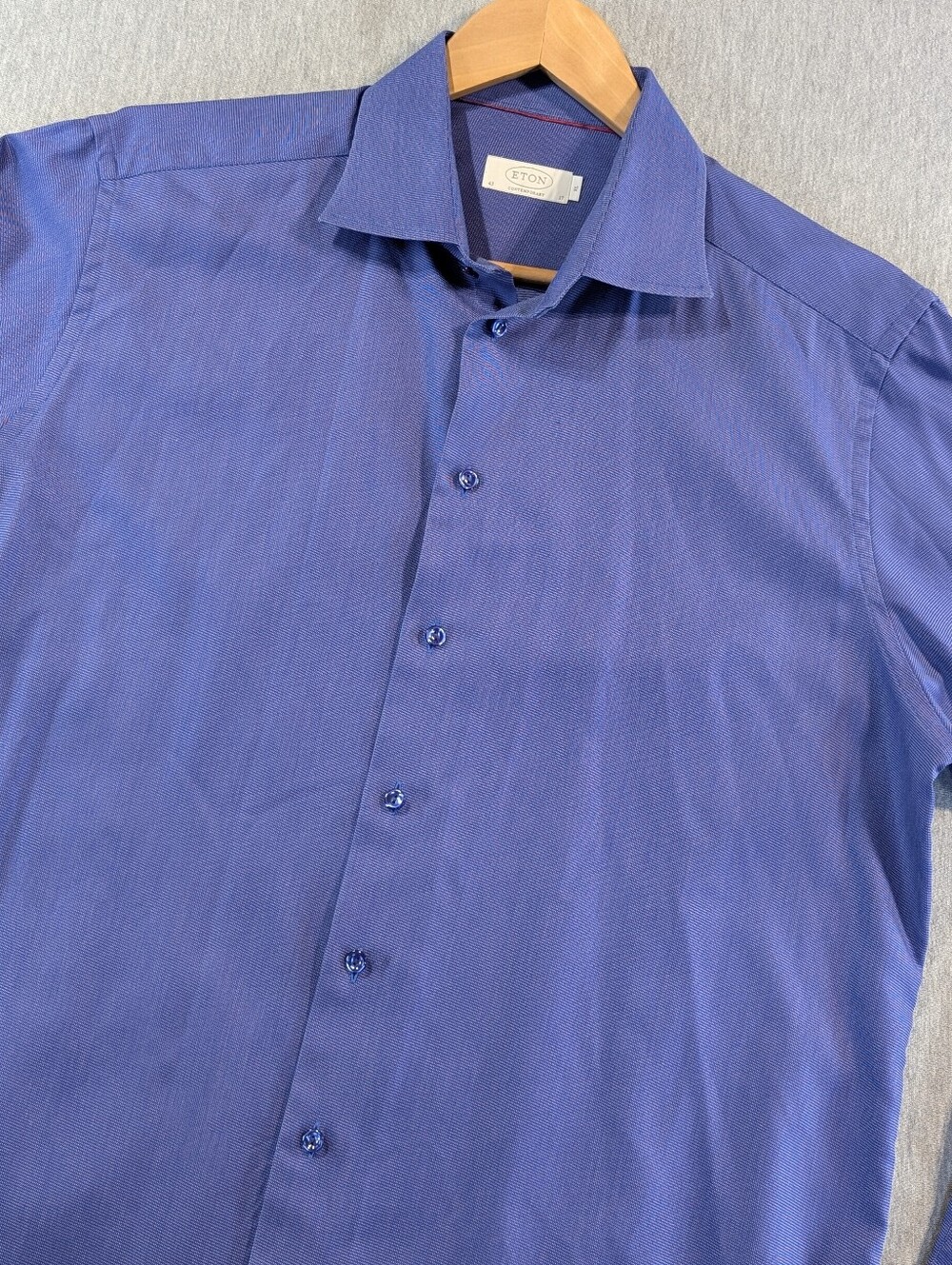Eton Contemporary Fit Dress Shirt Men's XL 17/43 Blue Purple Cotton Long Sleeve